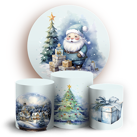 Capas Painel Redondo e Trio Cilindro Sublimado - Natal