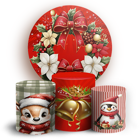 Capas Painel Redondo e Trio Cilindro Sublimado - Natal