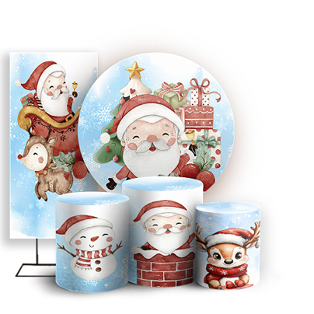 Capas Painel Redondo Trio Cilindro e Faixa Lateral Sublimado - Natal