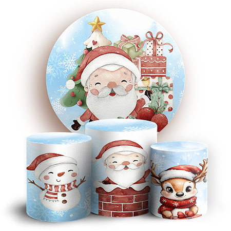 Capas Painel Redondo e Trio Cilindro Sublimado - Natal
