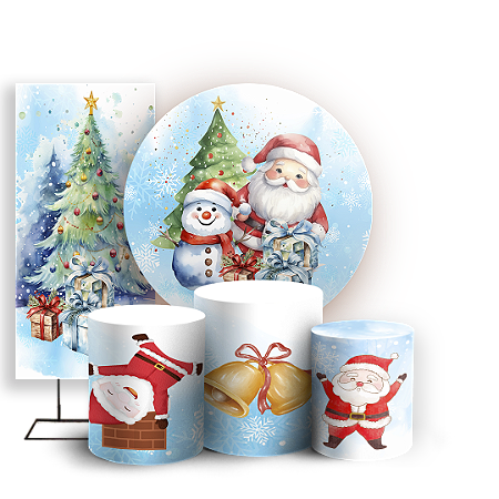 Capas Painel Redondo Trio Cilindro e Faixa Lateral Sublimado - Natal