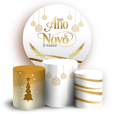 Capas Painel Redondo e Trio Cilindro Sublimado - Ano Novo