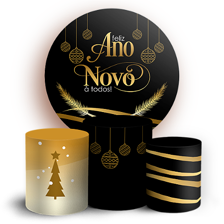 Capas Painel Redondo e Trio Cilindro Sublimado - Ano Novo