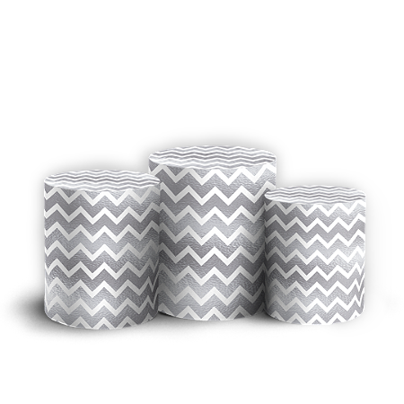 Capas Trio Cilindro Sublimado Vest Facil - Fundo Chevron Zig Zag