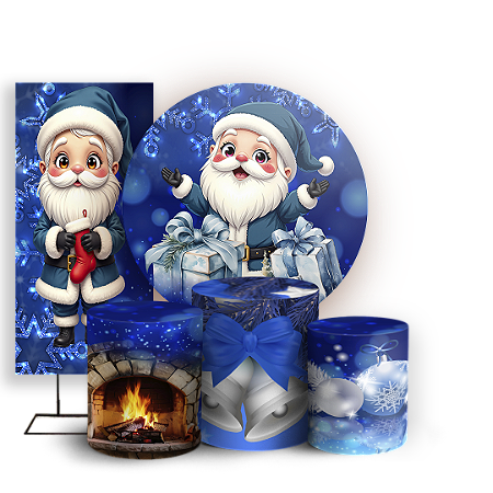 Capas Painel Redondo Trio Cilindro e Faixa Lateral Sublimado - Natal