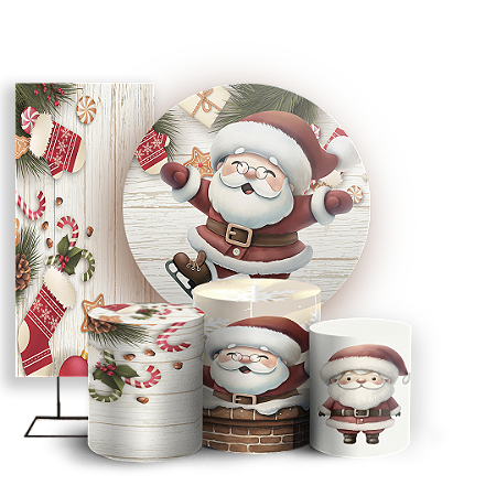 Capas Painel Redondo Trio Cilindro e Faixa Lateral Sublimado - Natal