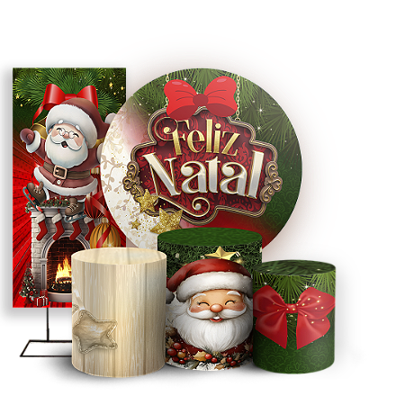 Capas Painel Redondo Trio Cilindro e Faixa Lateral Sublimado - Natal