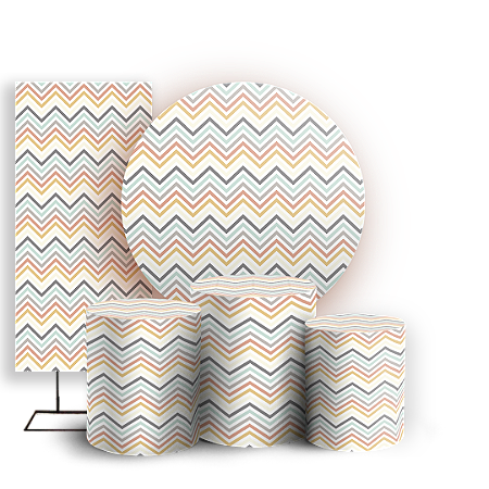 Capas Painel Redondo Trio Cilindro e Faixa Lateral Sublimado - Fundo Chevron Zig Zag