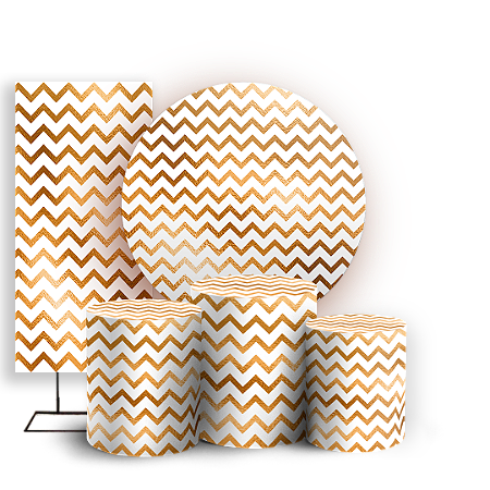 Capas Painel Redondo Trio Cilindro e Faixa Lateral Sublimado - Fundo Chevron Zig Zag
