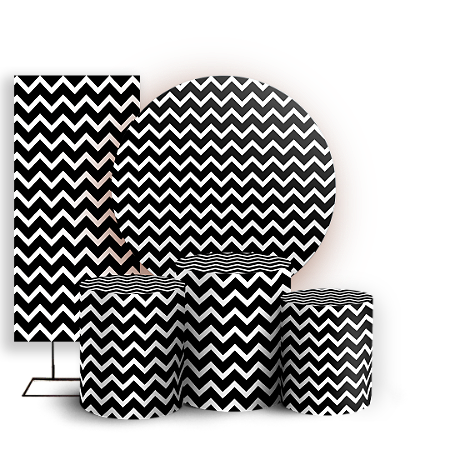 Capas Painel Redondo Trio Cilindro e Faixa Lateral Sublimado - Fundo Chevron Zig Zag