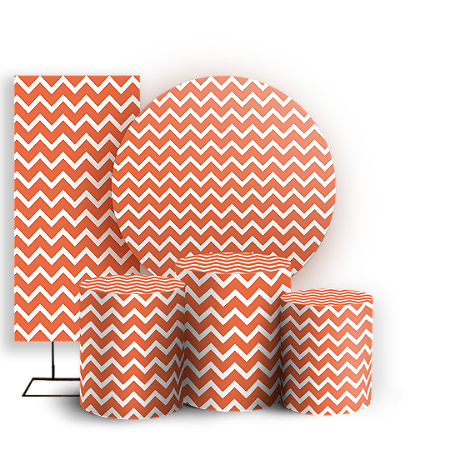 Capas Painel Redondo Trio Cilindro e Faixa Lateral Sublimado - Fundo Chevron Zig Zag