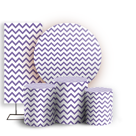 Capas Painel Redondo Trio Cilindro e Faixa Lateral Sublimado - Fundo Chevron Zig Zag
