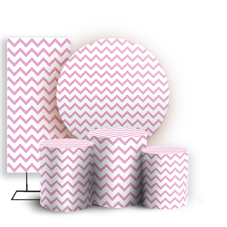 Capas Painel Redondo Trio Cilindro e Faixa Lateral Sublimado - Fundo Chevron Zig Zag