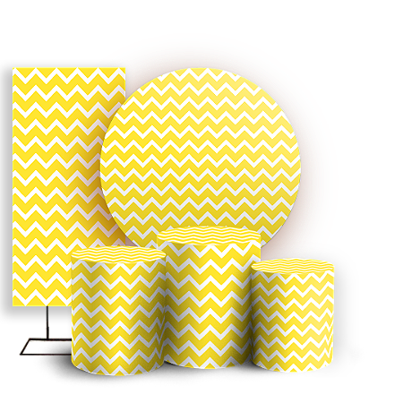 Capas Painel Redondo Trio Cilindro e Faixa Lateral Sublimado - Fundo Chevron Zig Zag