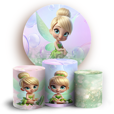 Capas Painel Redondo e Trio Cilindro Sublimado - Tinker Bell Sininho
