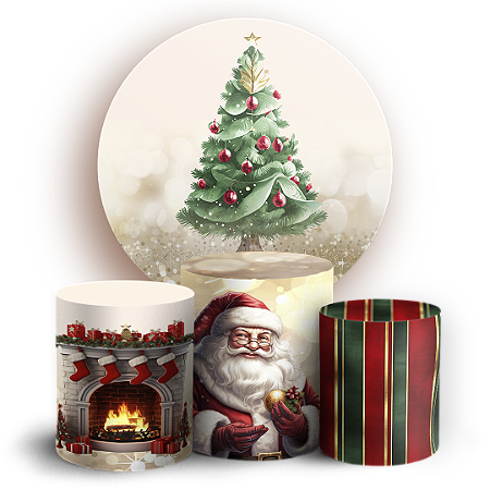 Capas Painel Redondo e Trio Cilindro Sublimado - Natal
