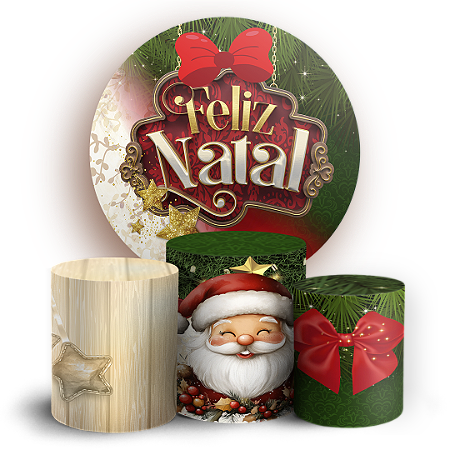 Capas Painel Redondo e Trio Cilindro Sublimado - Natal