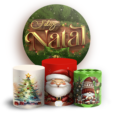 Capas Painel Redondo e Trio Cilindro Sublimado - Natal