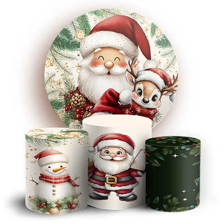 Capas Painel Redondo e Trio Cilindro Sublimado - Natal