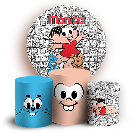 Capas Painel Redondo e Trio Cilindro Sublimado - Monica Turma da Monica