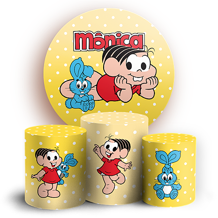 Capas Painel Redondo e Trio Cilindro Sublimado - Monica Turma da Monica