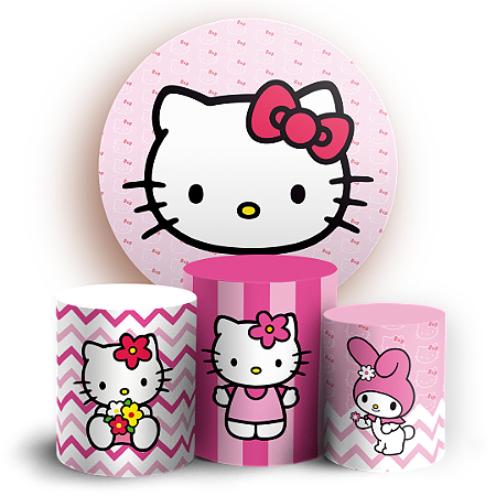 Capas Painel Redondo e Trio Cilindro Sublimado - Hello Kitty