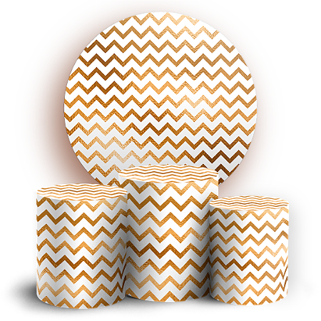 Capas Painel Redondo e Trio Cilindro Sublimado - Fundo Chevron Zig Zag