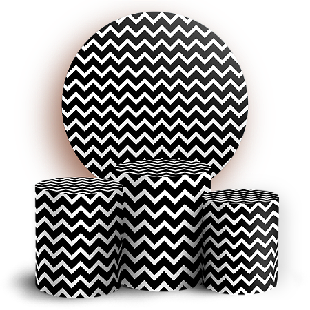 Capas Painel Redondo e Trio Cilindro Sublimado - Fundo Chevron Zig Zag