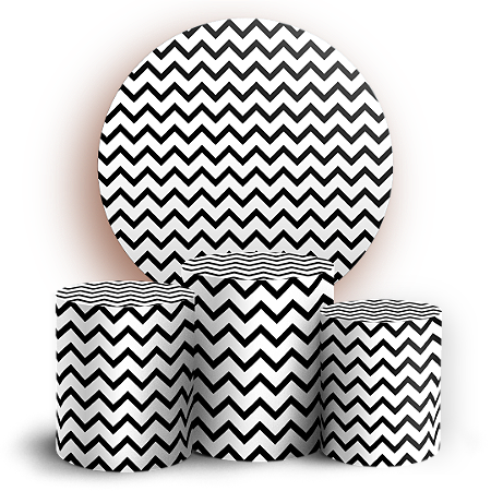 Capas Painel Redondo e Trio Cilindro Sublimado - Fundo Chevron Zig Zag