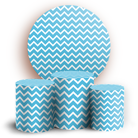 Capas Painel Redondo e Trio Cilindro Sublimado - Fundo Chevron Zig Zag