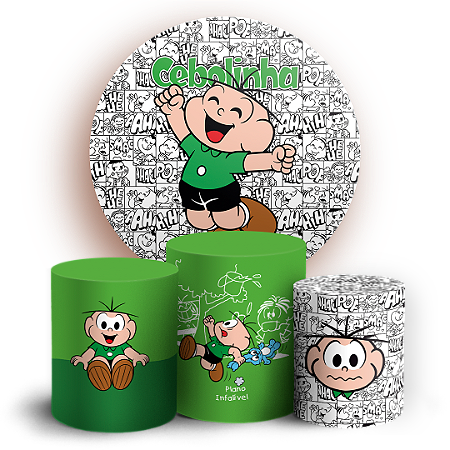 Capas Painel Redondo e Trio Cilindro Sublimado - Cebolinha Turma da Monica