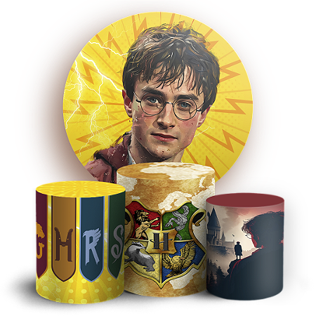 Capas Painel Redondo e Trio Cilindro Sublimado - Harry Potter