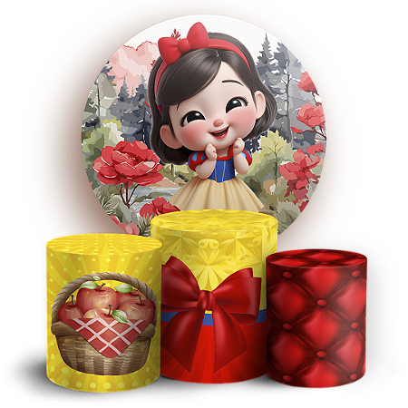 Capas Painel Redondo e Trio Cilindro Sublimado - Branca De Neve