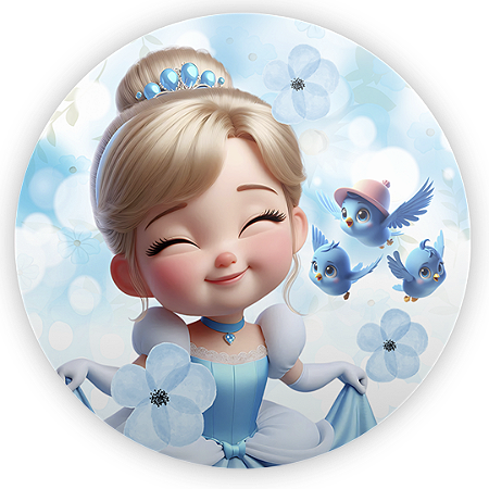 Capa Painel Redondo Sublimado - Cinderela