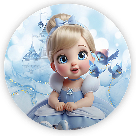 Capa Painel Redondo Sublimado - Cinderela