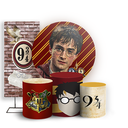 Capas Painel Redondo Trio Cilindro e Faixa Lateral Sublimado - Harry Potter