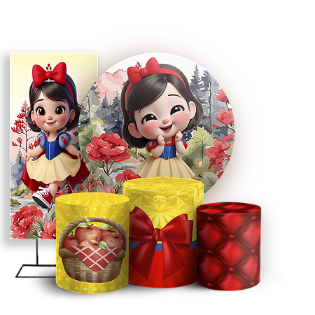 Capas Painel Redondo Trio Cilindro e Faixa Lateral Sublimado - Branca De Neve