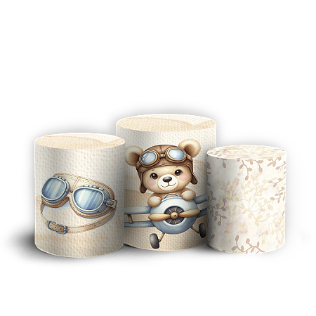 Capas Trio Cilindro Sublimado Vest Facil - Ursinho Baloeiro