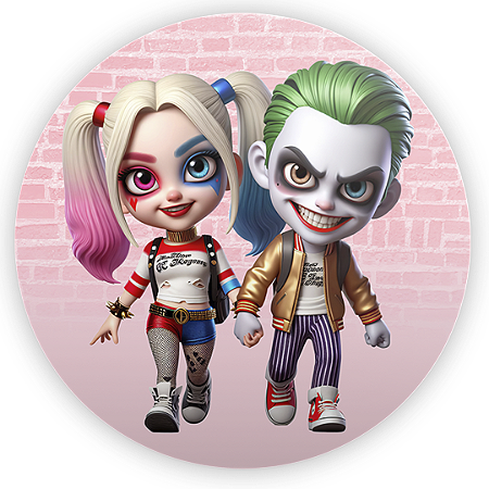 Capa Mini Painel Sublimado - Arlequina e Coringa