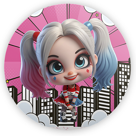 Capa Mini Painel Sublimado - Arlequina e Coringa