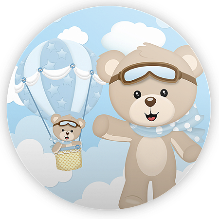 Capa Painel Redondo Sublimado - Ursinho Baloeiro