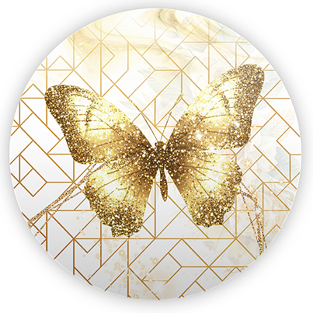 Capa Painel Redondo Sublimado - Borboleta Dourada