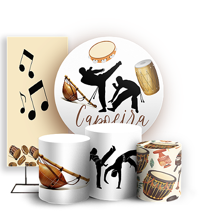 Capas Painel Redondo Trio Cilindro e Faixa Lateral Sublimado - Capoeira