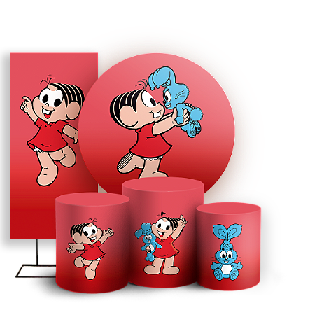 Capas Painel Redondo Trio Cilindro e Faixa Lateral Sublimado - Monica Turma da Monica