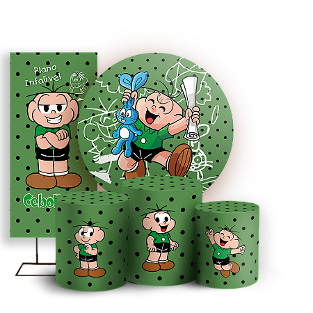 Capas Painel Redondo Trio Cilindro e Faixa Lateral Sublimado - Cebolinha Turma da Monica