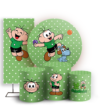 Capas Painel Redondo Trio Cilindro e Faixa Lateral Sublimado - Cebolinha Turma da Monica