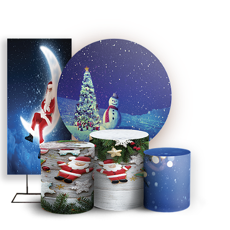 Capas Painel Redondo Trio Cilindro e Faixa Lateral Sublimado - Natal
