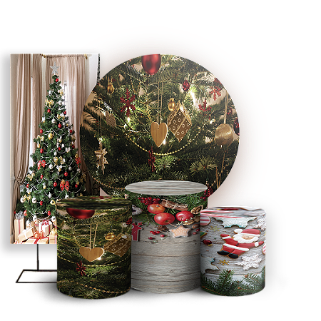 Capas Painel Redondo Trio Cilindro e Faixa Lateral Sublimado - Natal