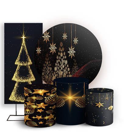 Capas Painel Redondo Trio Cilindro e Faixa Lateral Sublimado - Natal