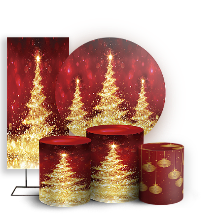 Capas Painel Redondo Trio Cilindro e Faixa Lateral Sublimado - Natal